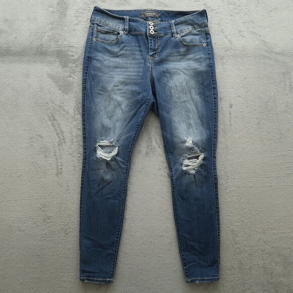 Torrid Jeans Women's Size 14R Blue Mid-Rise Jegging Denim 28.5"Inseam Distressed - Picture 1 of 16